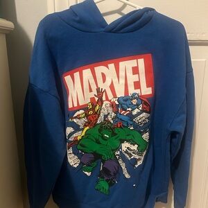 Marvel Blue Hoodie with Iconic Characters Size 6-7